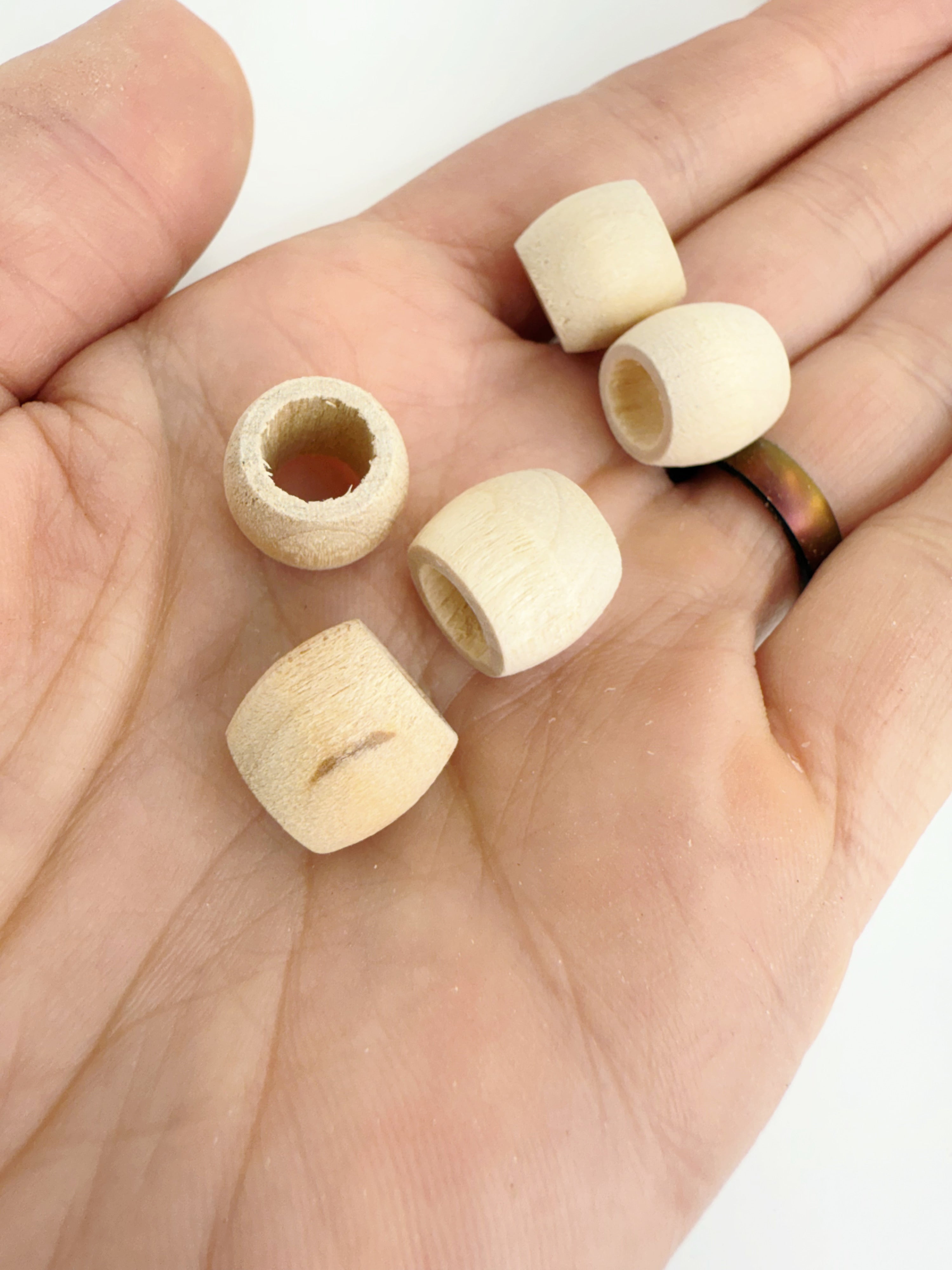 Bitty Wood Barrel Beads - 25 Pack