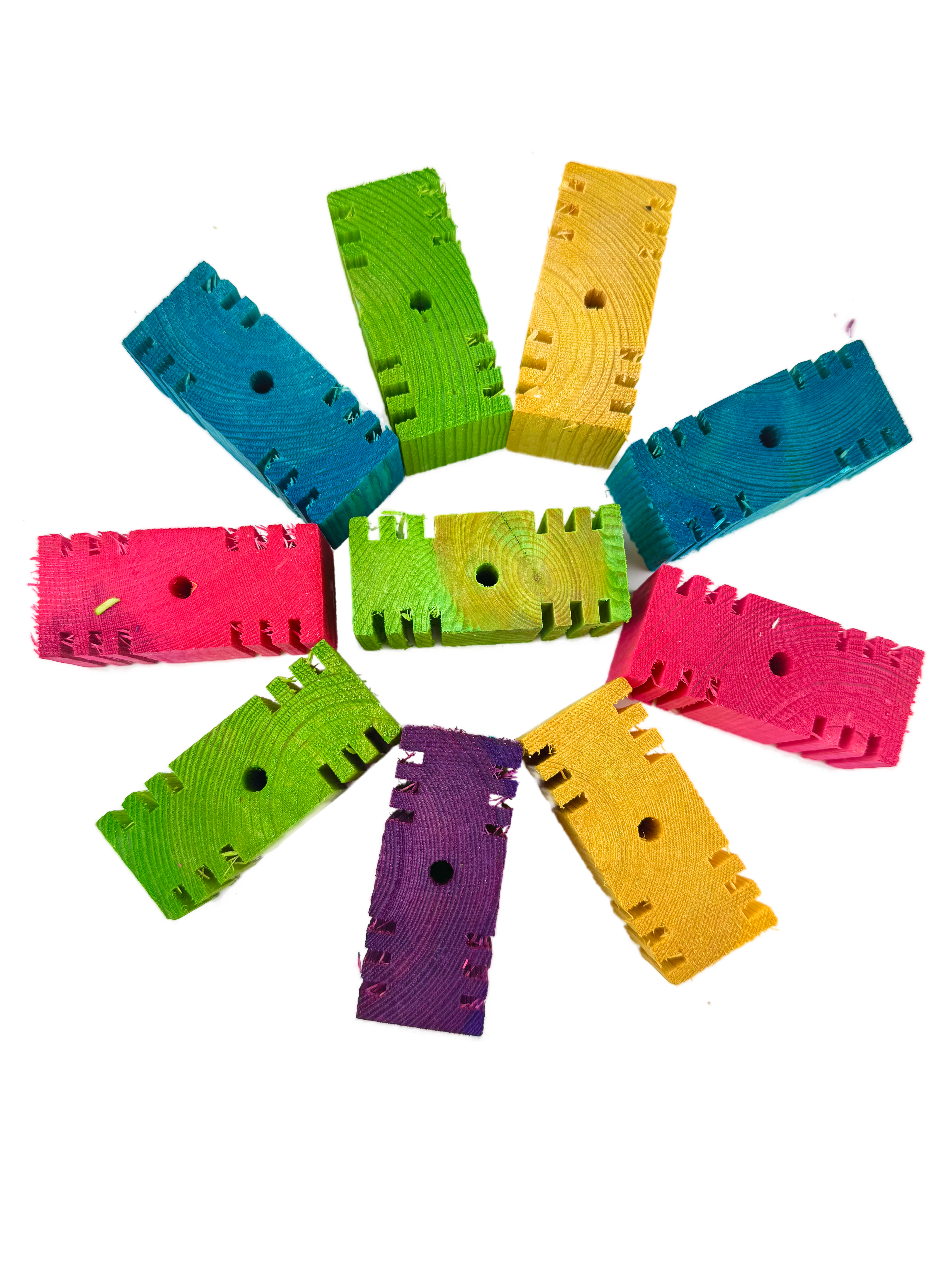 Colored Long Puzzler Blocks - 1.5" Thick - 10 Pack