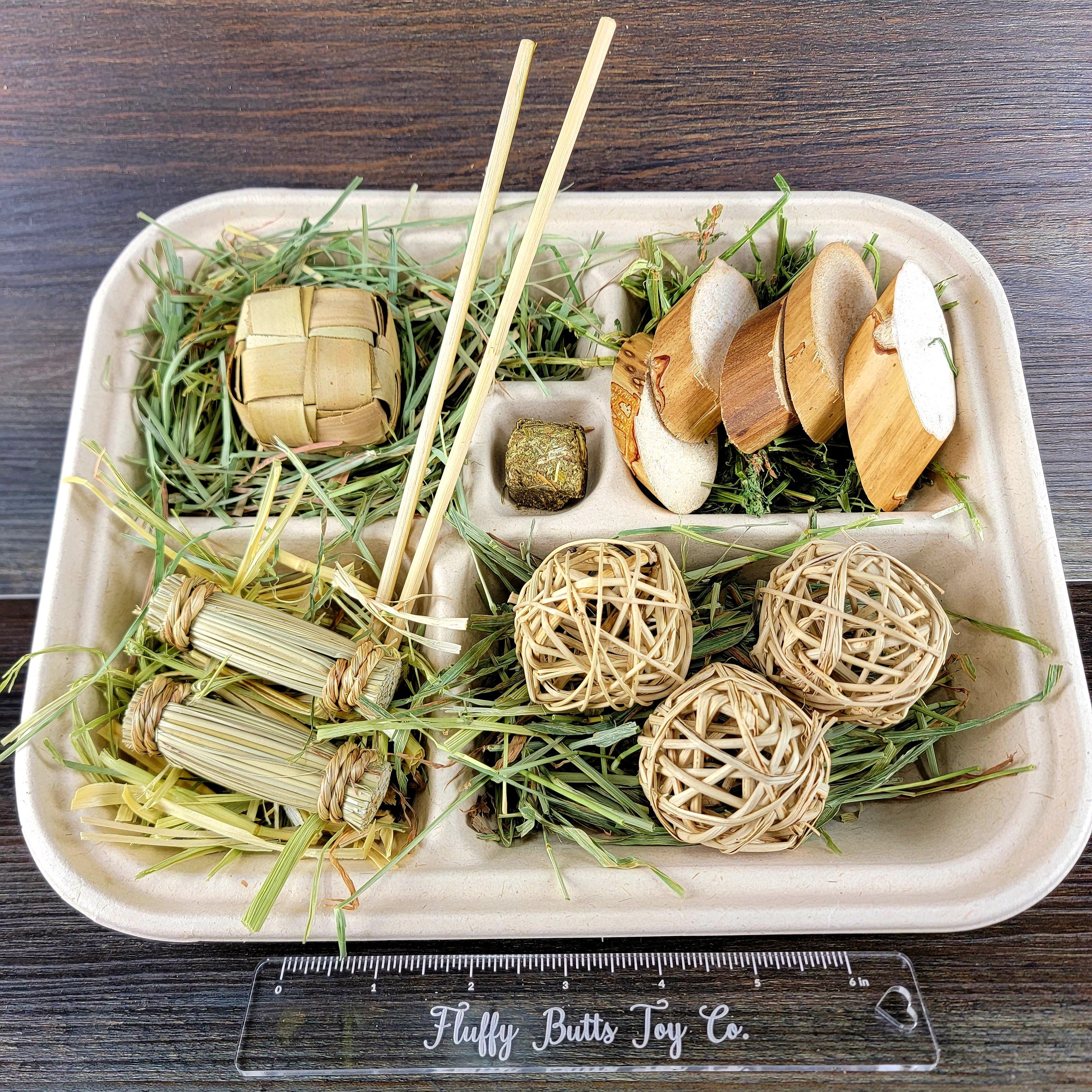 The Bunny Bento - Little Bunny Foo Food Collection - Orchard, Timothy, Oat & Alfalfa Hay Variety w/Natural Chews for Rabbits, Chinchillas