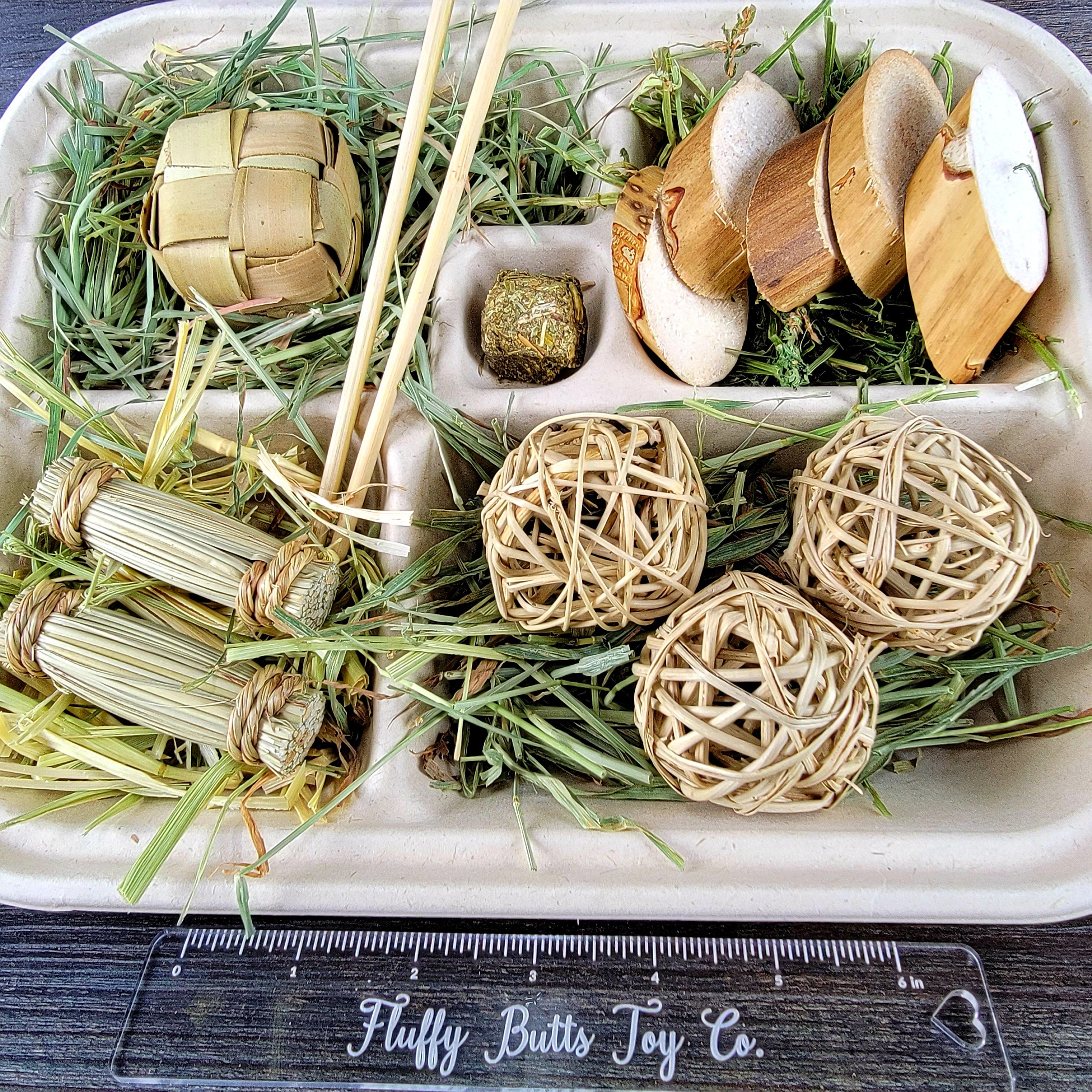 The Bunny Bento - Little Bunny Foo Food Collection - Orchard, Timothy, Oat & Alfalfa Hay Variety w/Natural Chews for Rabbits, Chinchillas
