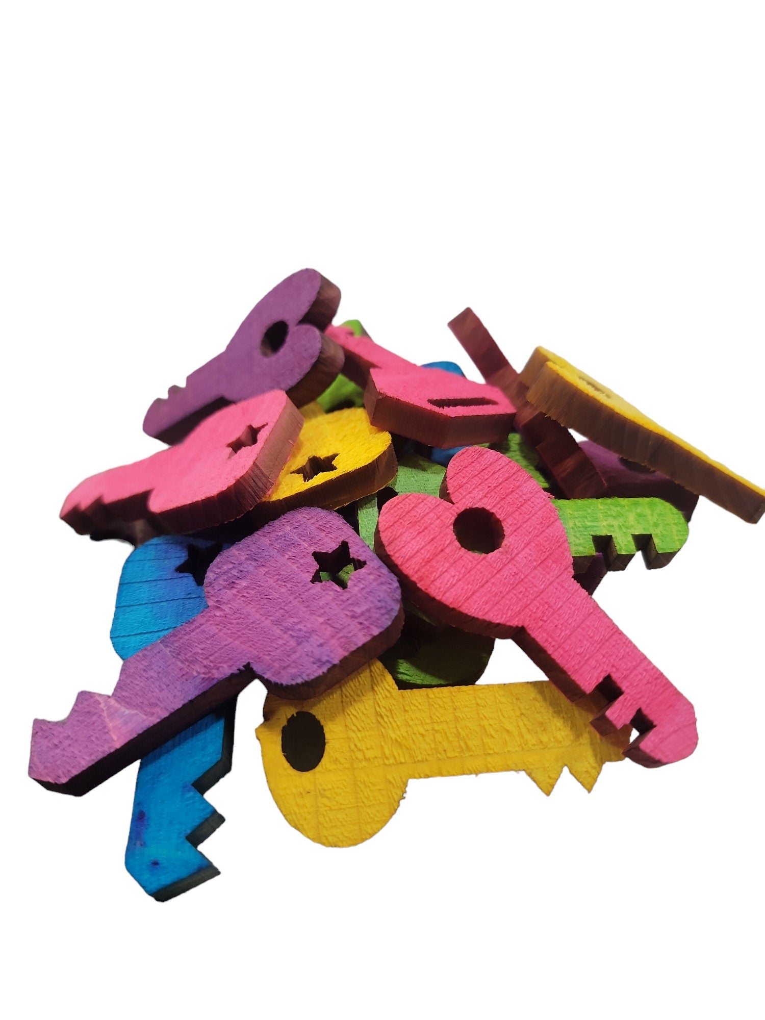 Colorful 3" Pine Keys - 10 Pack - Talon Toy for Parrots, Bird Toy Parts