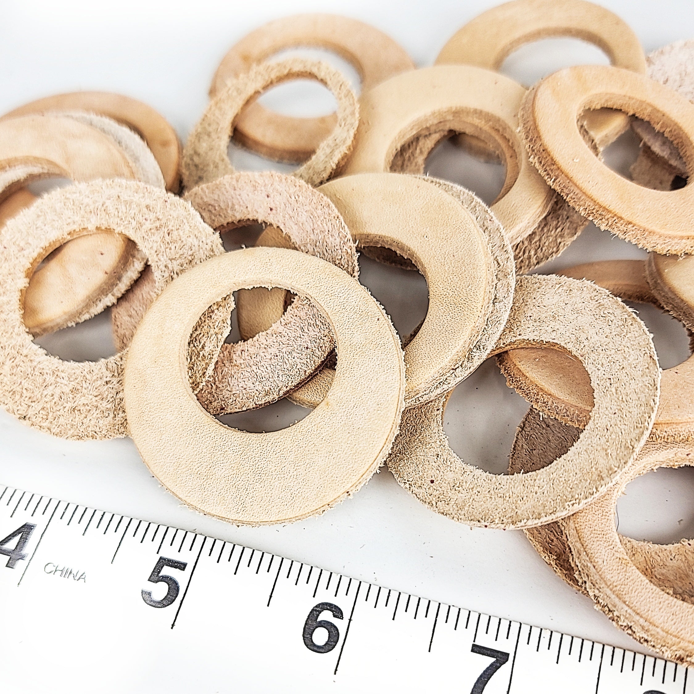 Leather Wonky Washers - 10 Pack