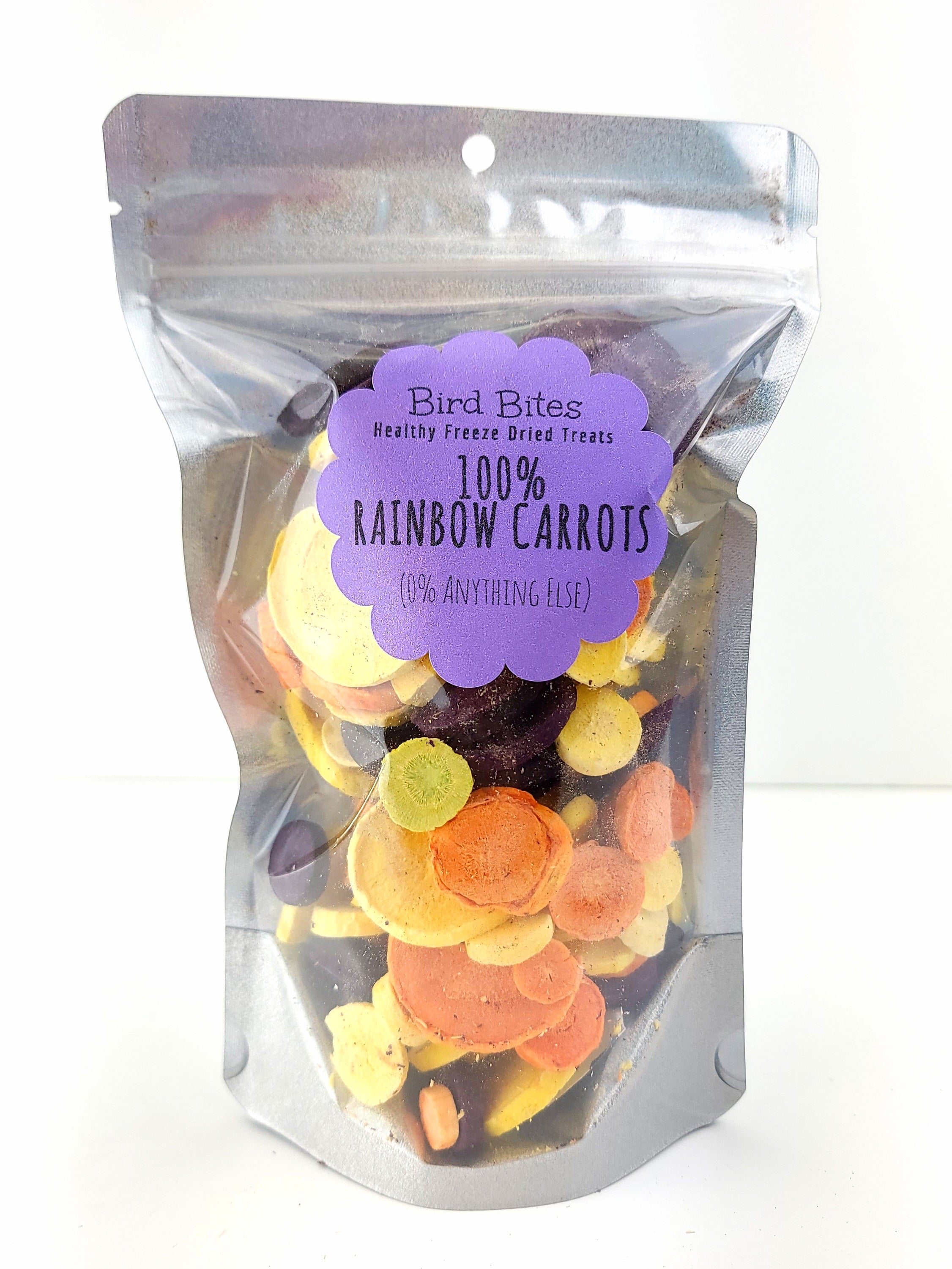 100% Rainbow Carrots - 1.5 Cups - Bird Bites Healthy Freeze Dried Treats