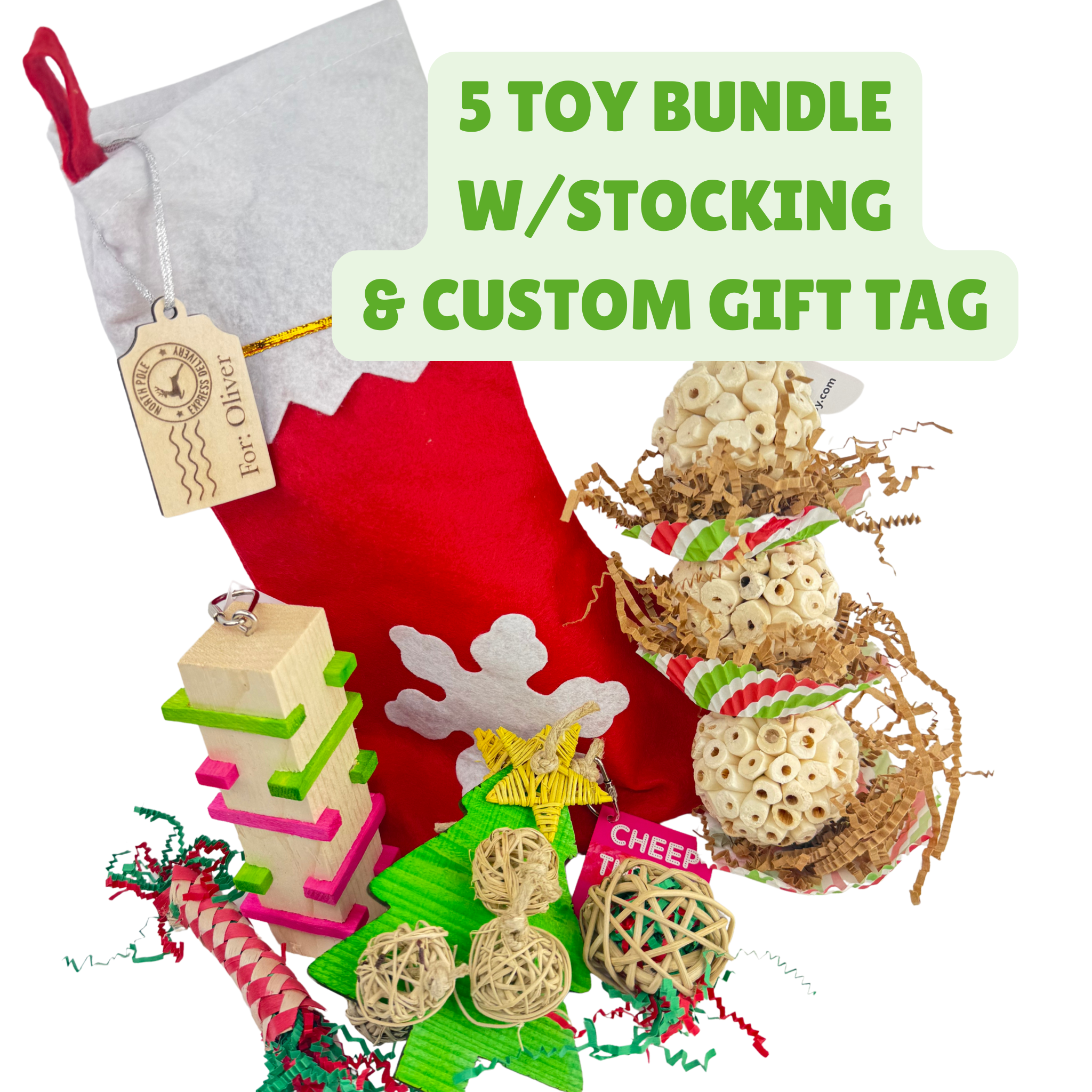 LIMITED! 5 Toy Christmas Stocking BUNDLE w/Custom Name Tag