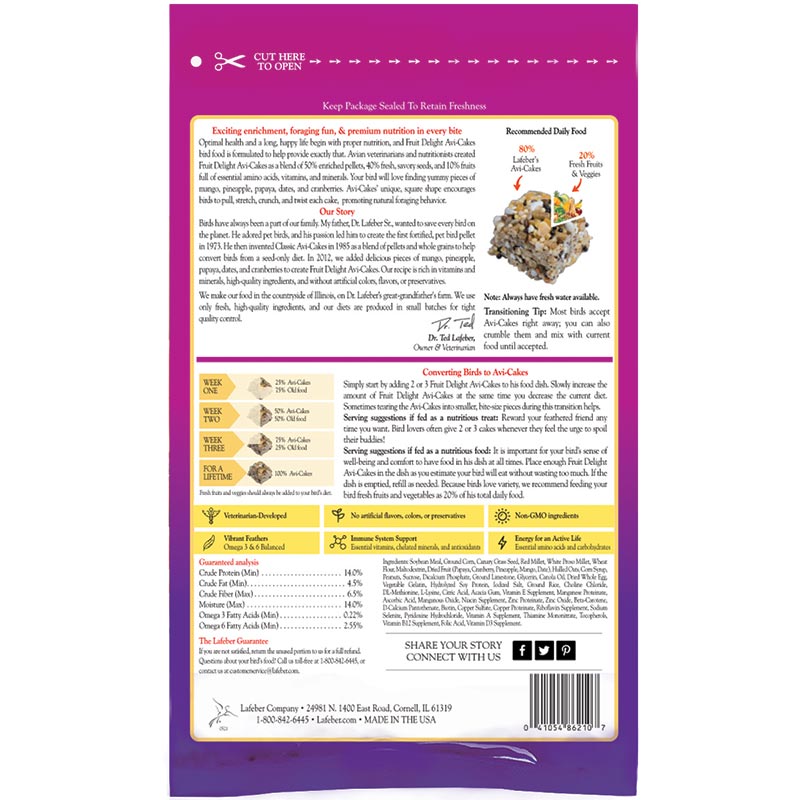 Fruit Delight Avi-Cakes for Small Birds 8 oz (227 g)