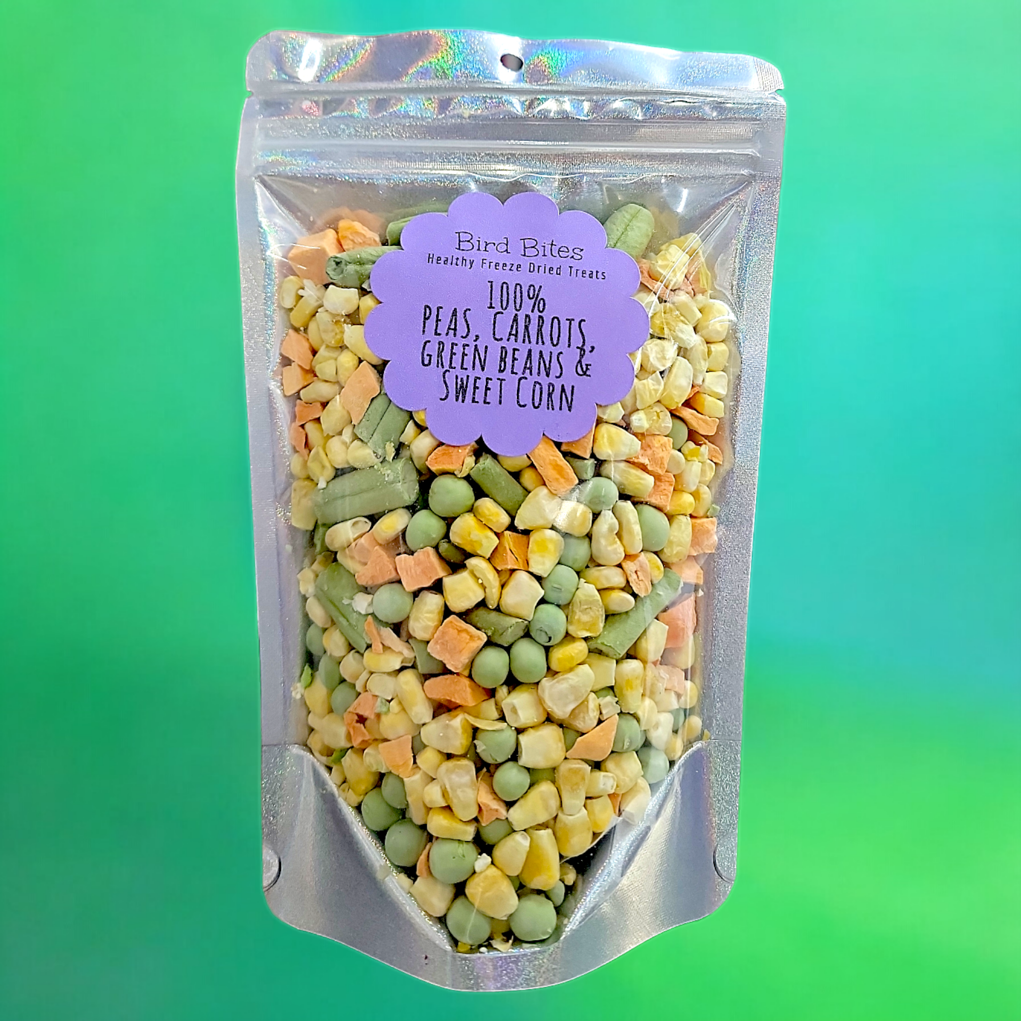 100% Peas, Carrots, Green Beans & Sweet Corn - 1.5 Cups - Bird Bites Healthy Freeze Dried Treats