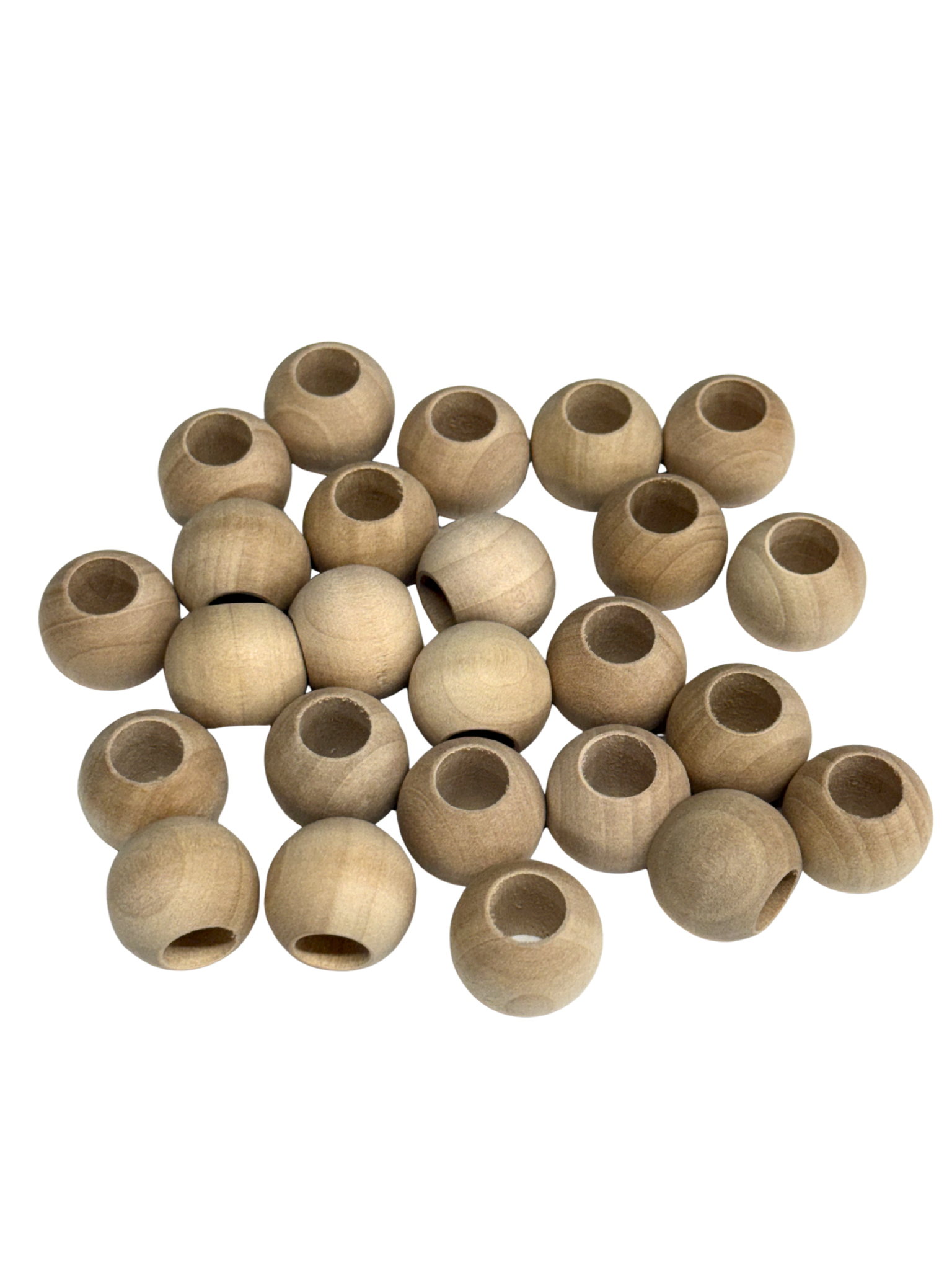 3/4" (20mm) Round Wood Beads - 25 Pack