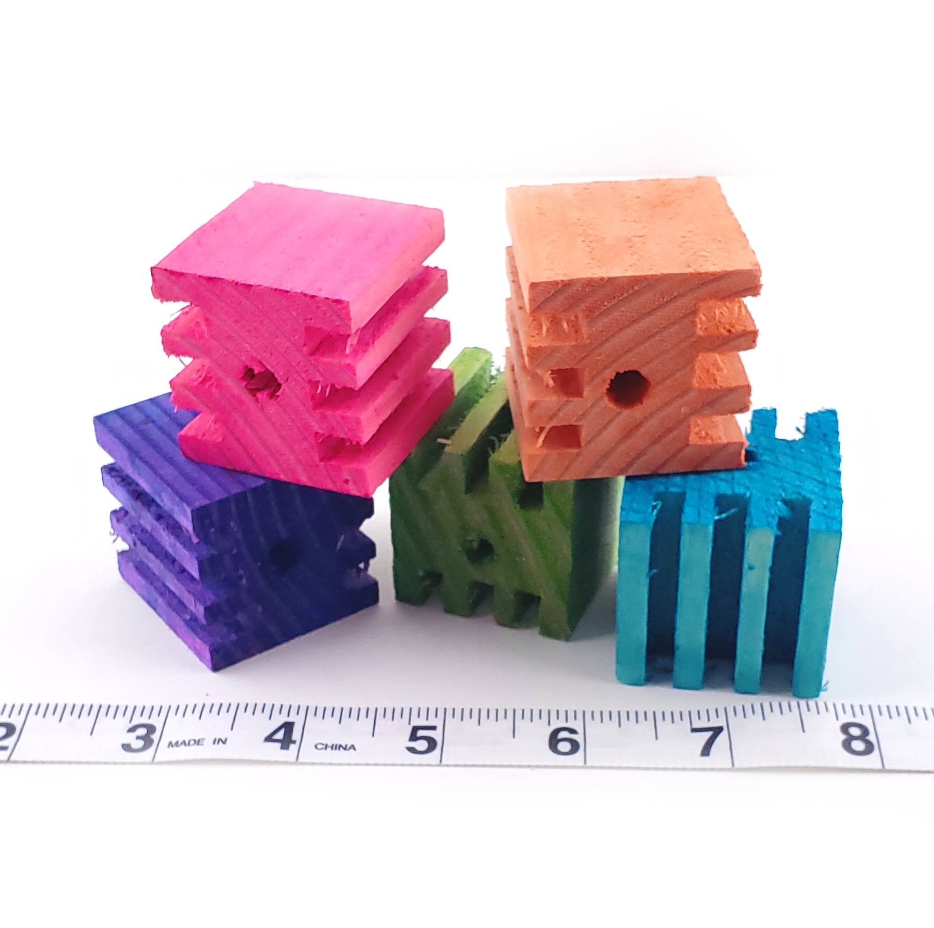 1.5" Soft Pine Puzzler Blocks - Colored 12 Pack