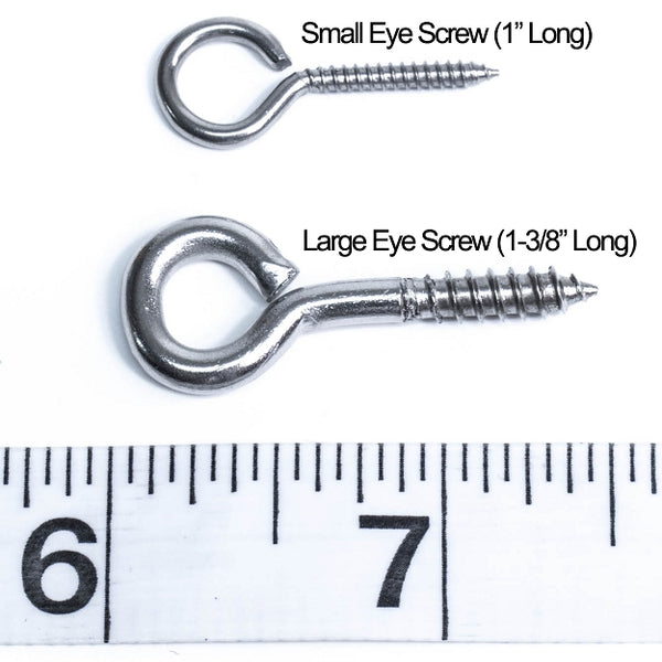 Large Stainless Steel Eye Screws - 5 Pack